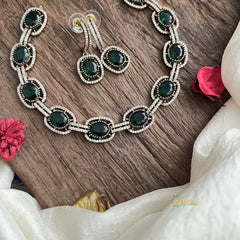Stylish Green Victorian Diamond Neckpiece-VV1919