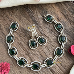 Stylish Green Victorian Diamond Neckpiece-VV1919