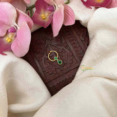 Vriksham Classic Pear Drop WIth Green Floral Style Kundan Jadau Septum Ring-J4062