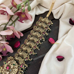 Vriksham Classic  Bridal 1 gm Gold Peacock Hip Chain-Green Bead-G20771