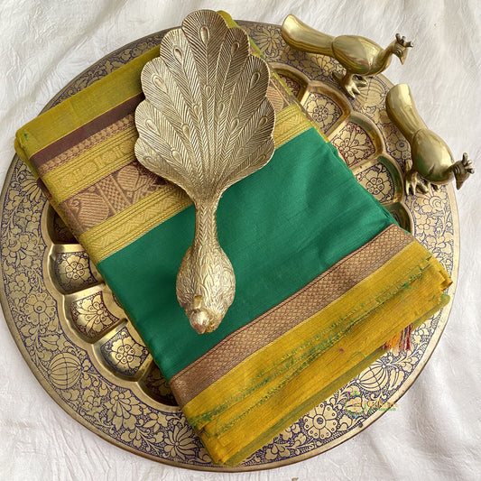 Light henna Green Kanchi Cotton Saree- Handloom -VS1823