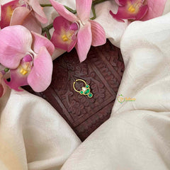 Vriksham Elegant Style Kundan Jadau Septum Ring-White & Green-J4059