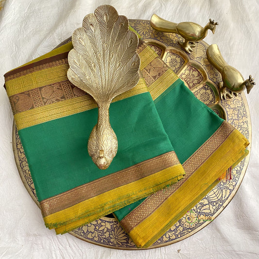 Light henna Green Kanchi Cotton Saree- Handloom -VS1823