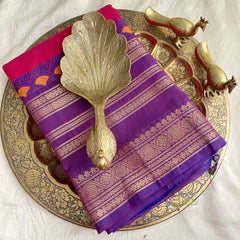 Reddish Pink Kanchi Cotton Saree- Handloom -VS1827