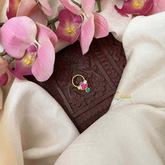 Vriksham Elegant Style Kundan Jadau Septum Ring-Red White & Green-J4058