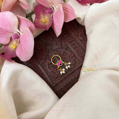 Vriksham Red Ruby Leaf Style Kundan Jadau Septum Ring-Pearls-J4065