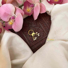 Vriksham Red Ruby Leaf Style Kundan Jadau Septum Ring-Pearls-J4065