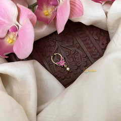 Vriksham Designer White & Red Floral & Round Septum Ring-Pearls-G21333