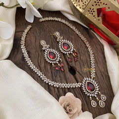 Redish Pink Victorian Diamond Pendant Neckpiece - VV1369