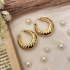 Vriksham Textured Croissant Hoops Anti Tarnish Earrings-G21925