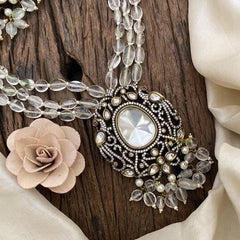 3 Layered Victorian Diamond Neckpiece -Transparent-VV049