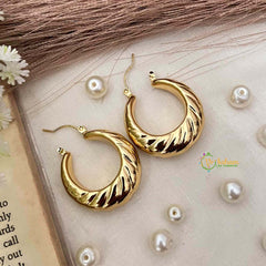 Vriksham Textured Croissant Hoops Anti Tarnish Earrings-G21925