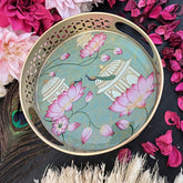 Vriksham Golden Pichwai Basket-Pastel Green-Peacock & Lotus Floral Design-RG270