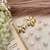 Vriksham Textured Floral Statement & Waterproof Gold Petals Anti Tarnish Earrings-G21924