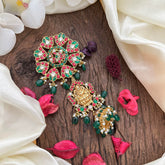 Exclusive Lakshmi Jadau Jada Billai-Green Beads-J2506