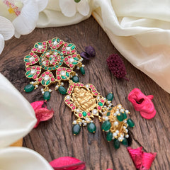 Exclusive Lakshmi Jadau Jada Billai-Green Beads-J2506