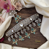 Exclusive Victorian Diamond High Neck Choker-Pastel Green-VV1961