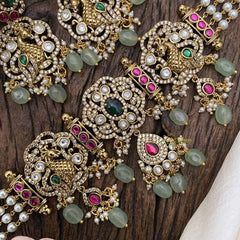 Premium Pearl Victorian Diamond High Neck Choker-VV235