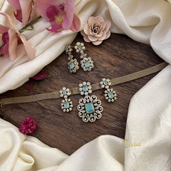 Exquisite Victorian Diamond Hasli Neckpiece-Pastel Green-VV1927