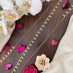 Vriksham Traditional Gold-Plated Floral Drops Thin Hip Chain-G21328