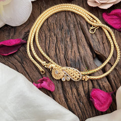 Vriksham Traditional Gold Polish Peacock Moggapu Chain-White-G17769