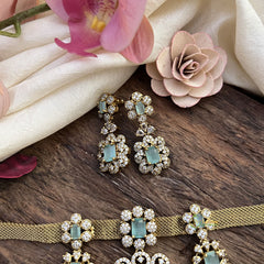 Exquisite Victorian Diamond Hasli Neckpiece-Pastel Green-VV1927