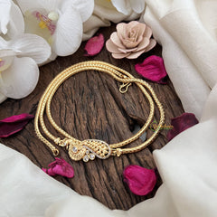 Vriksham Traditional Gold Polish Peacock Moggapu Chain-White-G17769