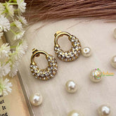 Vriksham Pave Crystal Gold Sparkling Rhinestone Chunky Hoops Earrings-G21940