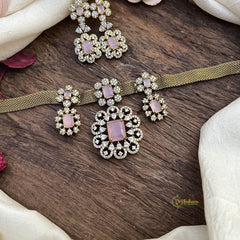 Exquisite Victorian Diamond Hasli Neckpiece-Baby Pink-VV1928