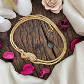 Vriksham Traditional Gold Polish Peacock Moggapu Chain-Red-G17767