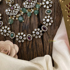 Simple Floral Victorian Diamond Choker -Red Green-VV1502