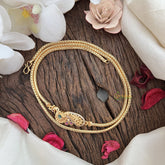 Vriksham Traditional Gold Polish Peacock Moggapu Chain-Red Green-G17768