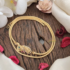 Vriksham Traditional Gold Polish Peacock Moggapu Chain-Red Green-G17768