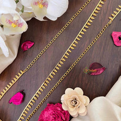 Vriksham Traditional Gold Plated Leaf Style Hip Chain-G21335