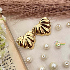 Vriksham Gilded Scallop Shell Statement Anti Tarnish Studs Earrings-G21946