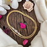 Vriksham Traditional Gold Polish Floral Moggapu Chain-White-G17770