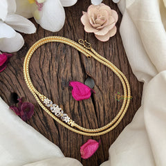 Vriksham Traditional Gold Polish Floral Moggapu Chain-White-G17770