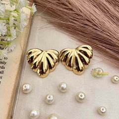 Vriksham Gilded Scallop Shell Statement Anti Tarnish Studs Earrings-G21946