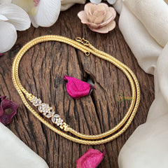 Vriksham Traditional Gold Polish Floral Moggapu Chain-White-G17770