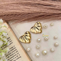 Vriksham Gilded Scallop Shell Statement Anti Tarnish Studs Earrings-G21946