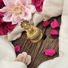 Vriksham Brass Matte Lakshmi Kumkum Box-RG195