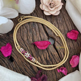 Vriksham Traditional Gold Polish Floral Moggapu Chain-White Red-G17771