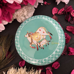 Vriksham Metal Pichwai Jar-Blue-RG167