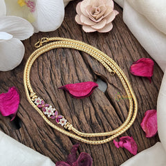 Vriksham Traditional Gold Polish Floral Moggapu Chain-White Red-G17771