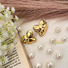 Vriksham Liquid Metal Layered Heart Statement Anti Tarnish Studs Earrings-G21948