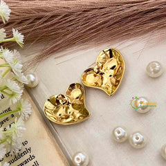 Vriksham Liquid Metal Layered Heart Statement Anti Tarnish Studs Earrings-G21948