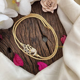 Vriksham Traditional Gold Polish Floral Peacock Moggapu Chain-White-G17775