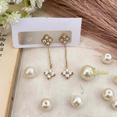 Vriksham Dainty Sparkling Floral Dangles Earrings-G21941