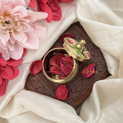 Vriksham Pichwai Kumkum Box/Dabbi-Parrot Print-Light Yellow-RG224