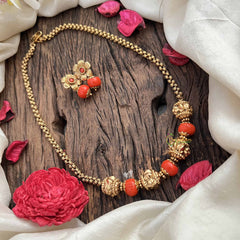 Vriksham Floral Radiance Coral Bead Neckpiece-G20645